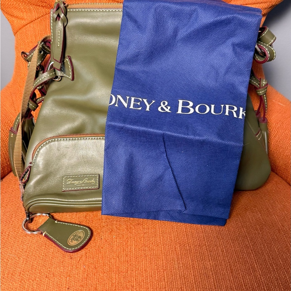 Dooney & Bourke Olive Green Leather Shoulder Bag with Coin Pouch - Picture 2 of 11